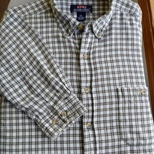 Moose Creek Long Sleeve Grunge Flannel Shirt Mens XL distressed painted plaid